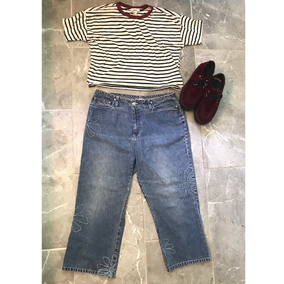 Faded Glory Denim - Vintage flower embroidered high rise mom jeans